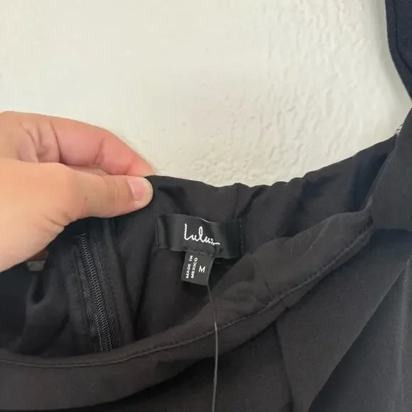 NWT Lulus Seraphina Black Asymmetrical Column Maxi Dress Formal Black Tie Medium - Picture 8 of 10